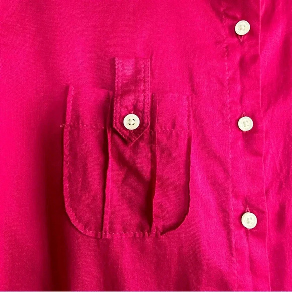 Ralph Lauren Polo Jeans Co Button Front Shirt Front Pockets Size Medium Hot Pink - Picture 3 of 9